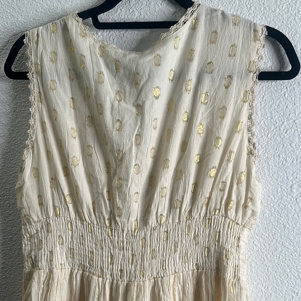 Me 2 magic Elegant ivory metallic tiered crochet Maxi Dress s xL boho vacation - Picture 9 of 16